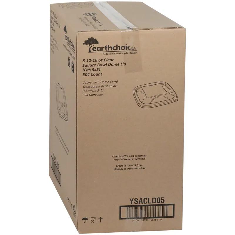 Lid Dome 5.5X5.5X0.375 IN RPET Clear Square For Container 6/Case