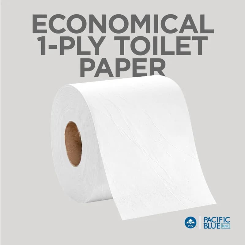 Pacific Blue Basic Toilet Paper & Tissue Roll 4.05X3.8 IN 1PLY White Standard 1210 Sheets/Roll 80 Rolls/Case