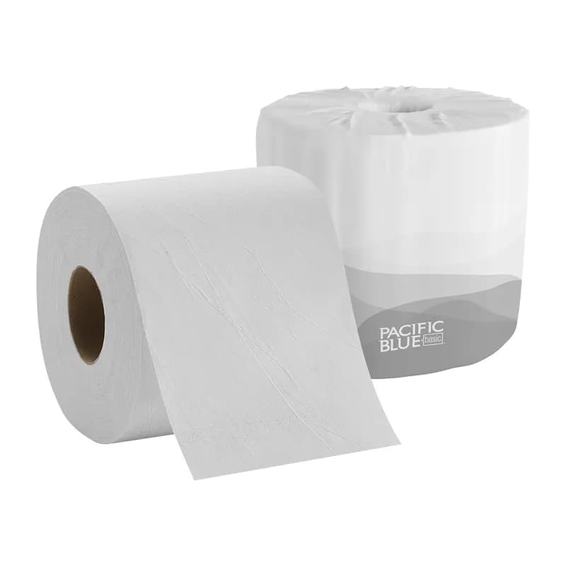 Pacific Blue Basic Toilet Paper & Tissue Roll 4.05X3.8 IN 1PLY White Standard 1210 Sheets/Roll 80 Rolls/Case