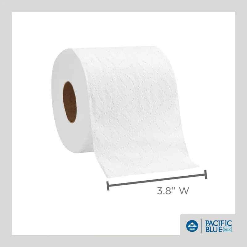 Pacific Blue Basic Toilet Paper & Tissue Roll 4.05X3.8 IN 1PLY White Standard 1210 Sheets/Roll 80 Rolls/Case