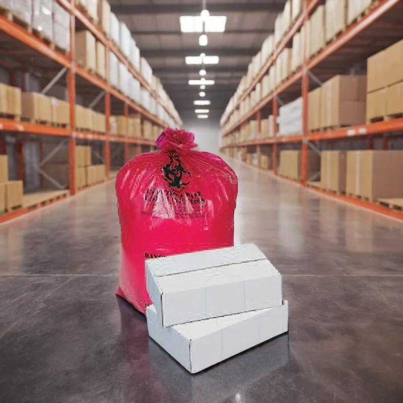 Biohazard Bag 37X50 IN Red Plastic 3MIL 25/Case