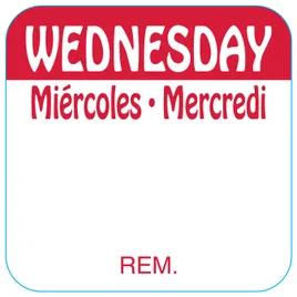 Wednesday Label 1X1 IN Square Trilingual Regular Removable 1000/Roll