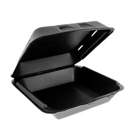 Take-Out Container Hinged With Dome Lid 9X9.5X3.3 IN Polystyrene Foam Black Square 150/Case