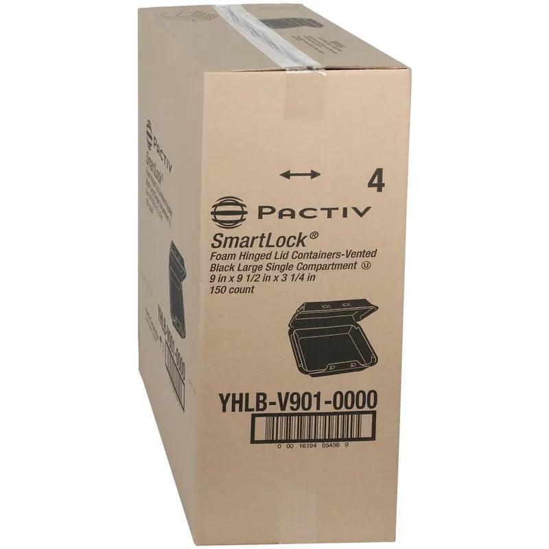 Take-Out Container Hinged With Dome Lid 9X9.5X3.3 IN Polystyrene Foam Black Square 150/Case