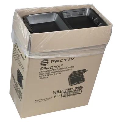 Take-Out Container Hinged With Dome Lid 9X9.5X3.3 IN Polystyrene Foam Black Square 150/Case