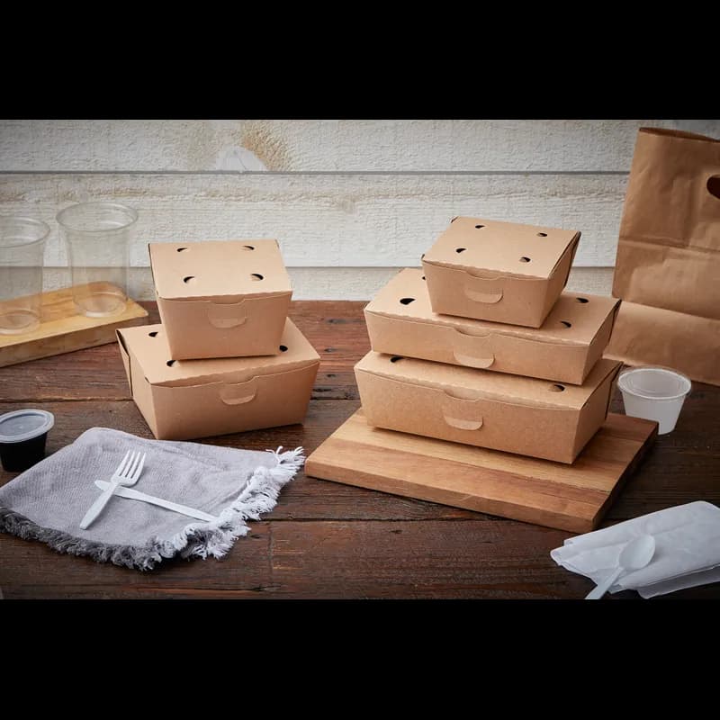 OneBox® #1 Take-Out Box Tuck-Top 4.5X4.5X2.5 IN Paperboard Kraft Square 312/Case