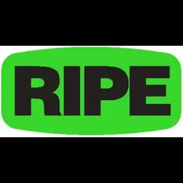 Ripe Label Black Fluorescent Green Short Oval Dayglo 1000/Roll