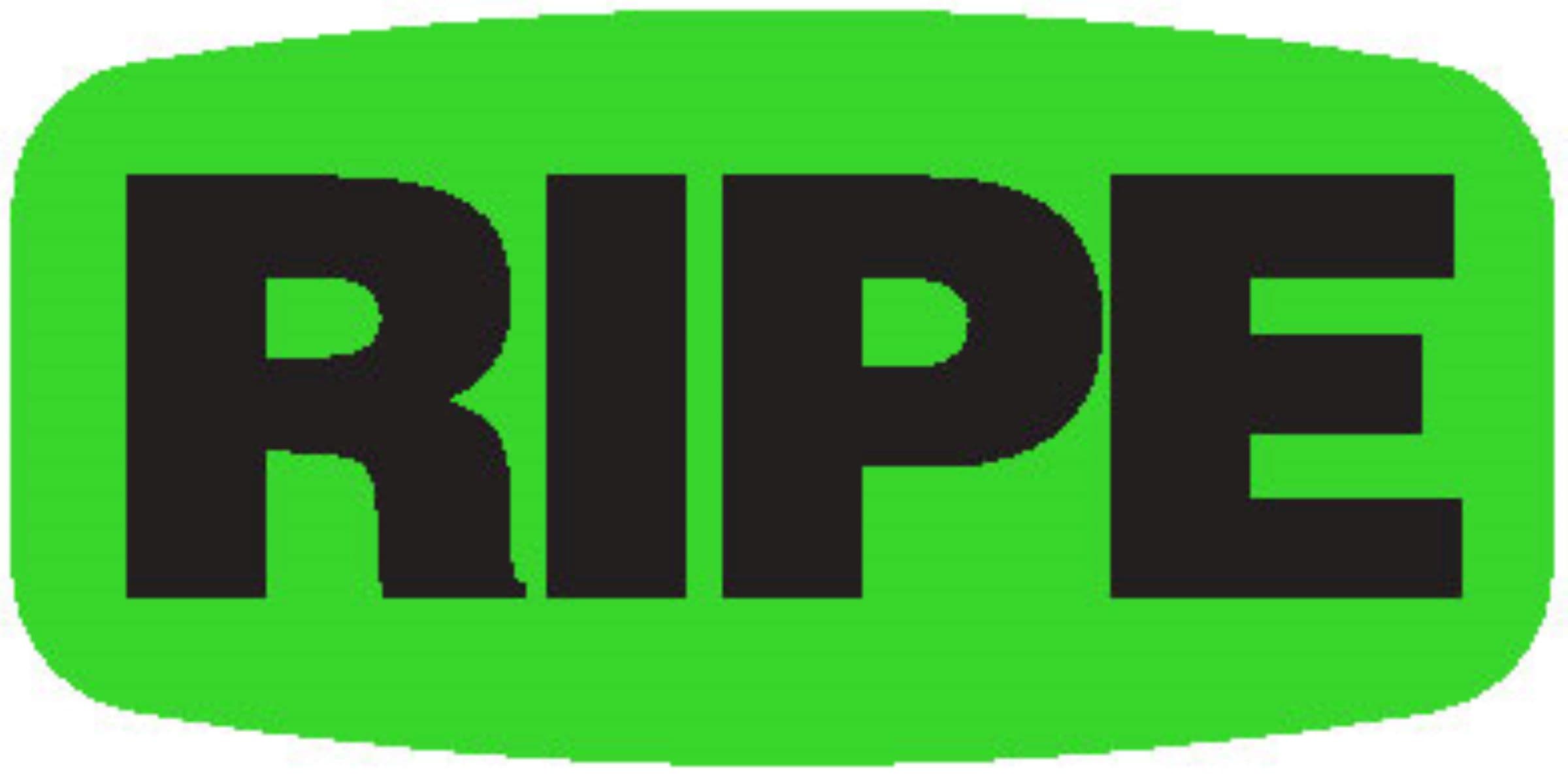 Ripe Label Black Fluorescent Green Short Oval Dayglo 1000/Roll
