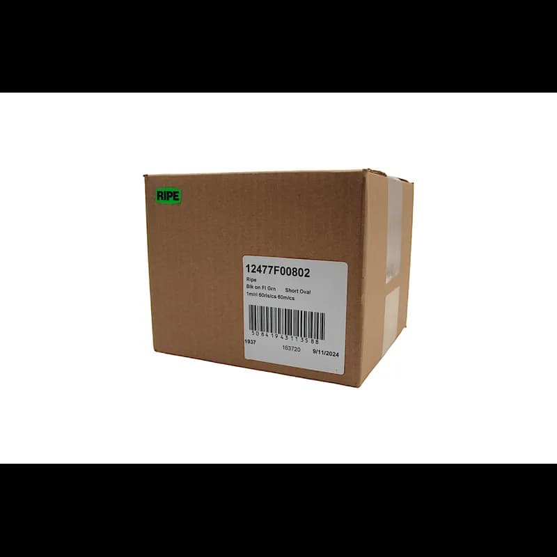 Ripe Label Black Fluorescent Green Short Oval Dayglo 1000/Roll