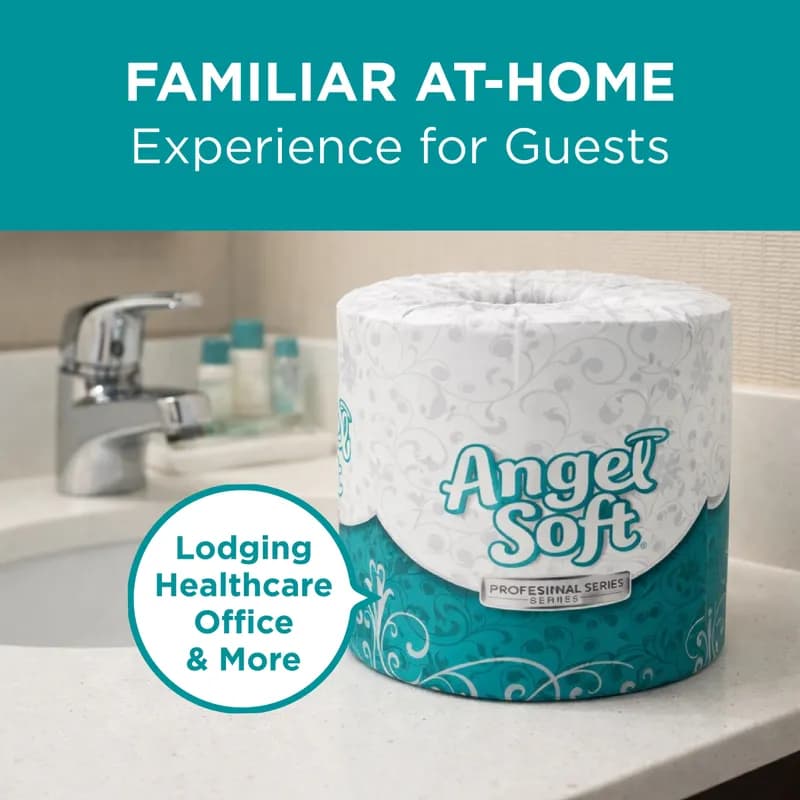 Angel Soft Professional® Toilet Paper & Tissue Roll 4X3.8 IN 2PLY White Embossed EPA Indicator 450 Sheets/Roll