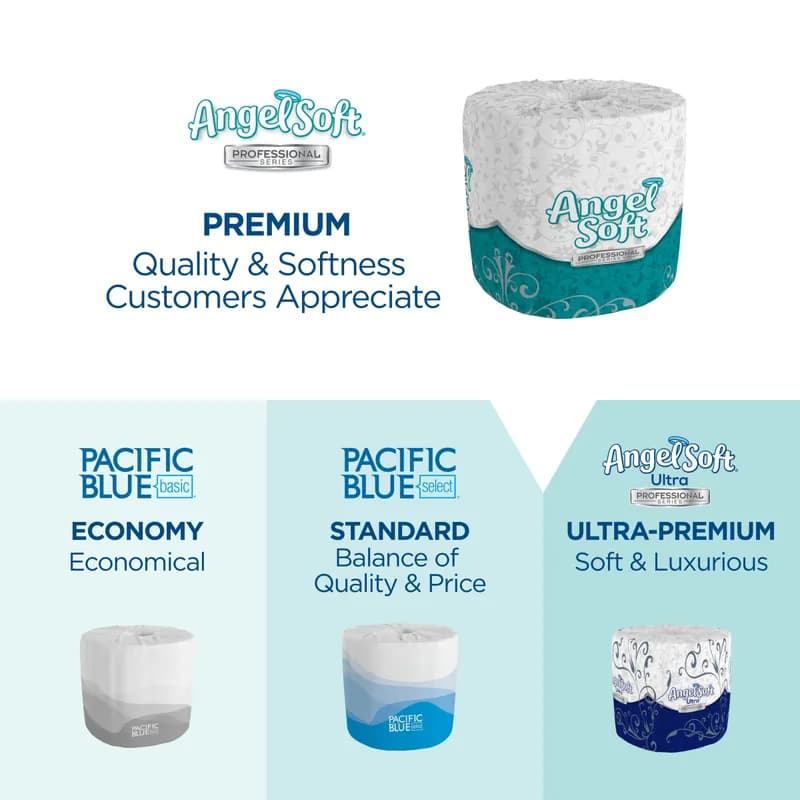 Angel Soft Professional® Toilet Paper & Tissue Roll 4X3.8 IN 2PLY White Embossed EPA Indicator 450 Sheets/Roll