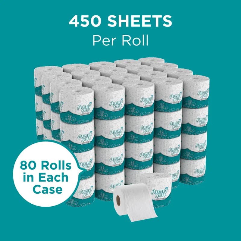 Angel Soft Professional® Toilet Paper & Tissue Roll 4X3.8 IN 2PLY White Embossed EPA Indicator 450 Sheets/Roll