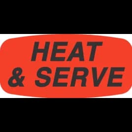 Heat & Serve Label Black Fluorescent Red Short Oval Dayglo 1000 Count/Roll 50 Rolls/Case 50000 Count/Case