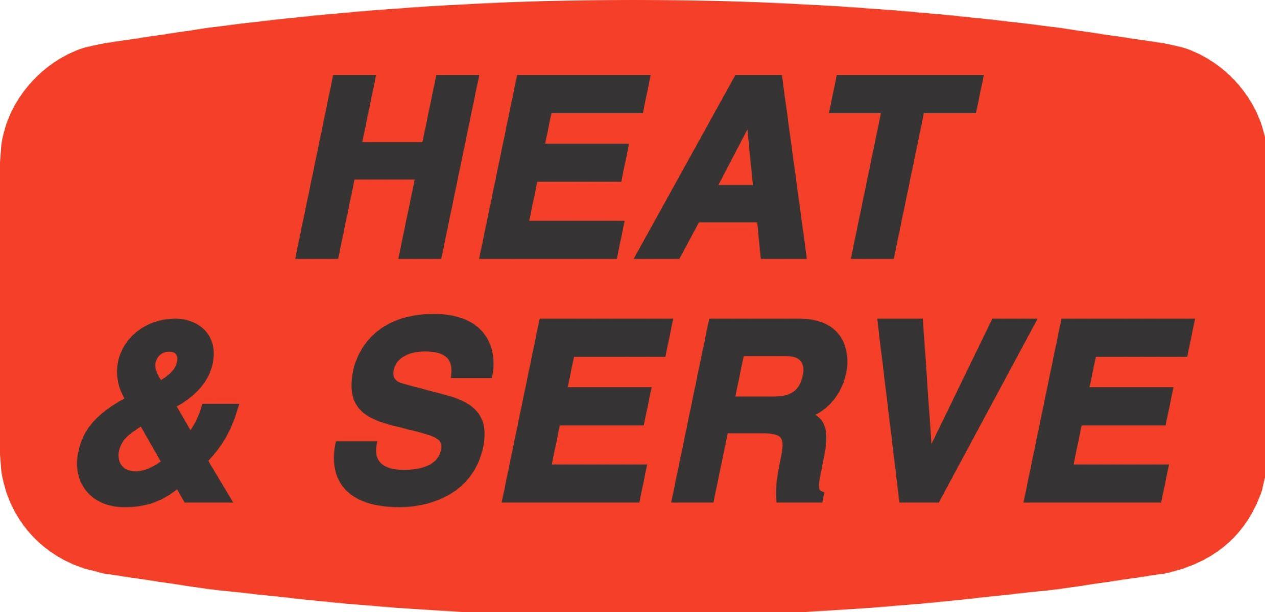 Heat & Serve Label Black Fluorescent Red Short Oval Dayglo 1000 Count/Roll 50 Rolls/Case 50000 Count/Case