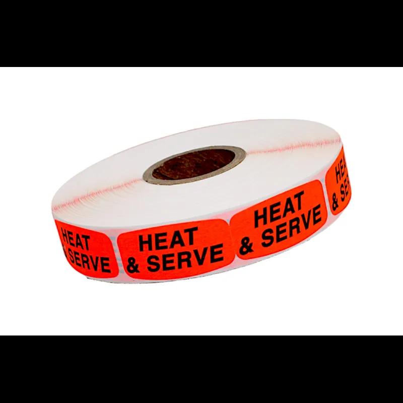 Heat & Serve Label Black Fluorescent Red Short Oval Dayglo 1000 Count/Roll 50 Rolls/Case 50000 Count/Case
