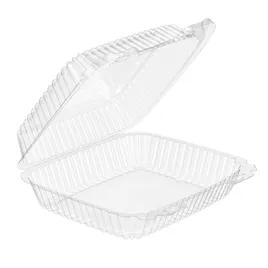 Essentials Salad Take-Out Container Hinged With Dome Lid Large (LG) 8X7X3 IN RPET Clear Rectangle Bar Lock 200/Case