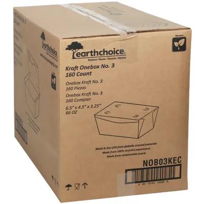 OneBox® #3 Take-Out Box Tuck-Top 6.5X4.5X3.3 IN Paperboard Kraft Rectangle 160/Case