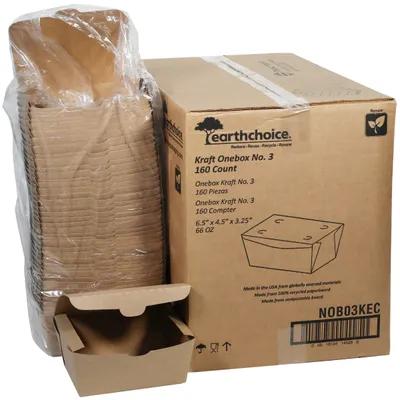 OneBox® #3 Take-Out Box Tuck-Top 6.5X4.5X3.3 IN Paperboard Kraft Rectangle 160/Case