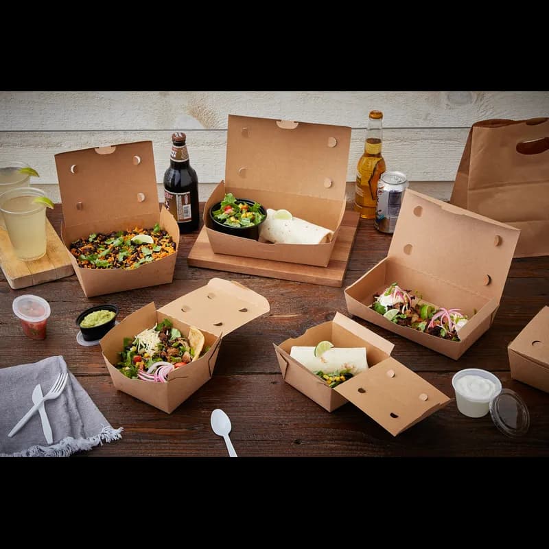 OneBox® #3 Take-Out Box Tuck-Top 6.5X4.5X3.3 IN Paperboard Kraft Rectangle 160/Case