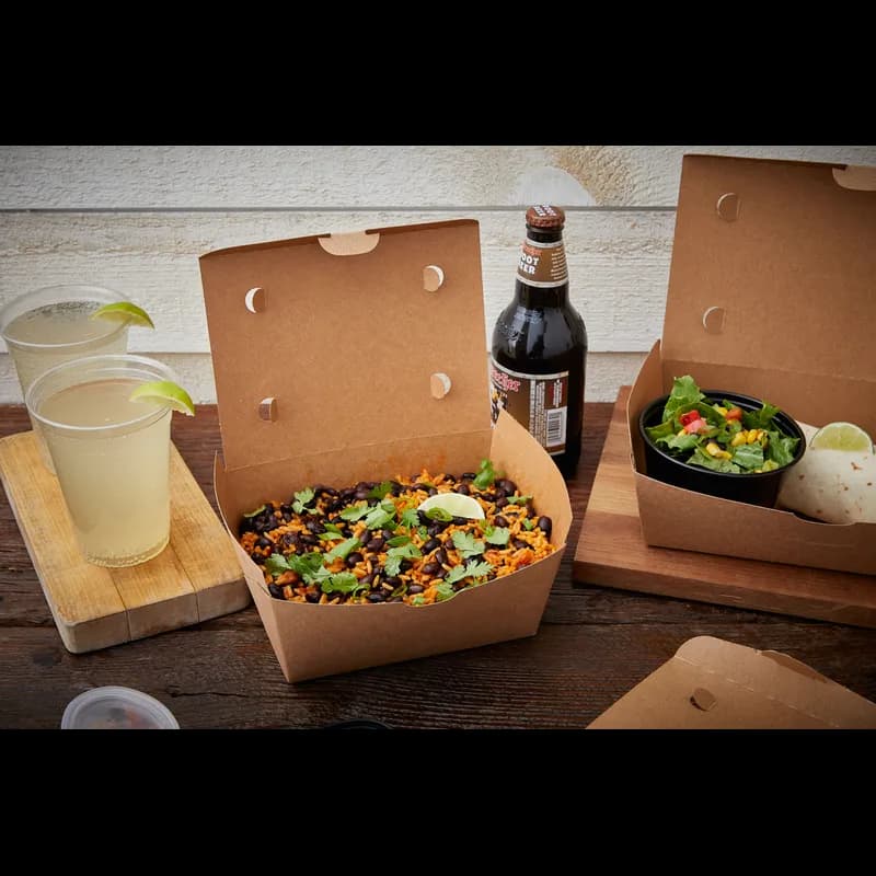 OneBox® #3 Take-Out Box Tuck-Top 6.5X4.5X3.3 IN Paperboard Kraft Rectangle 160/Case