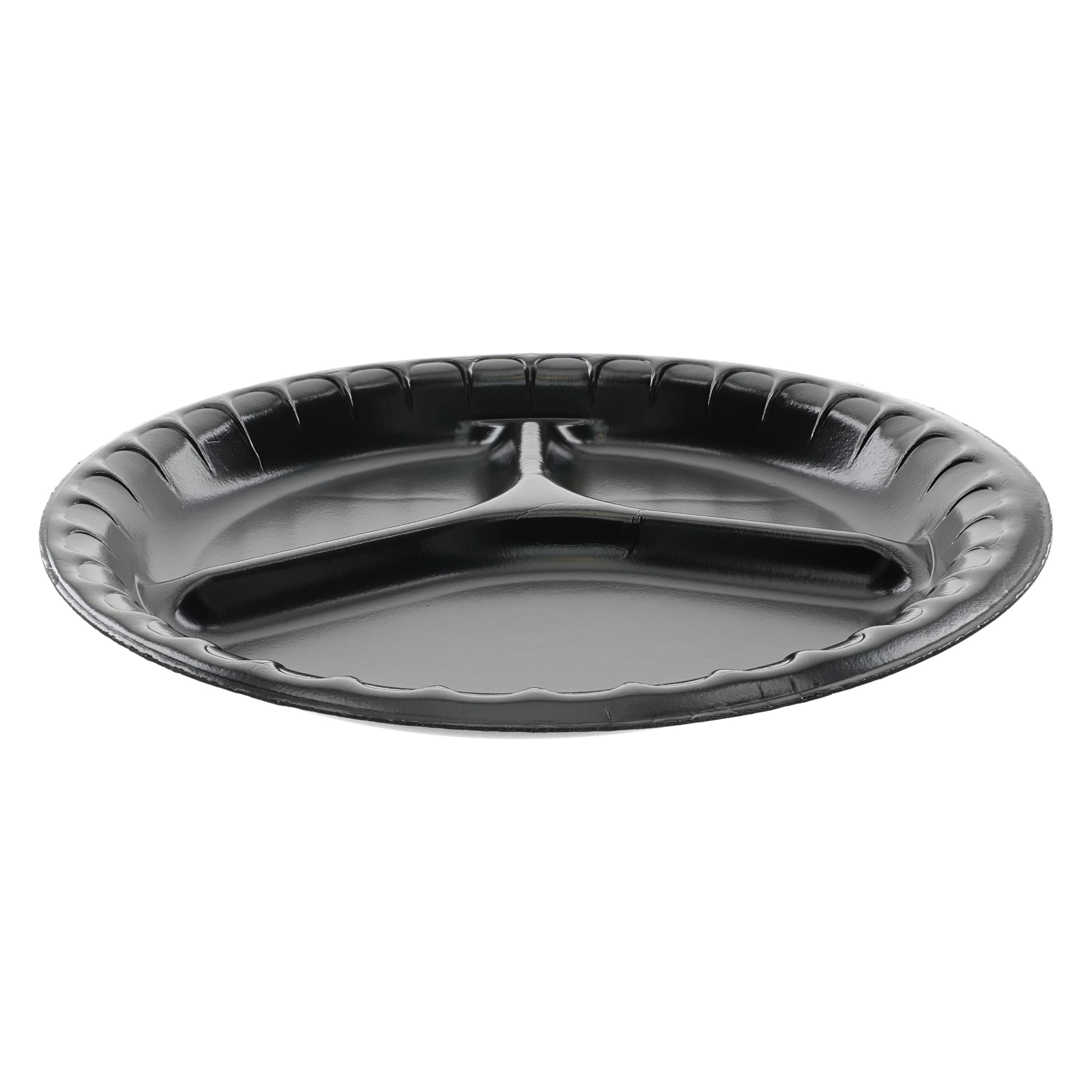 Plate 10X1 IN 3 Compartment Polystyrene Foam Black Laminated 540/Case