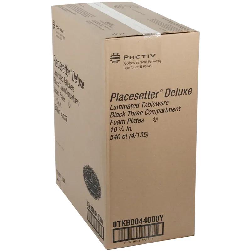 Plate 10X1 IN 3 Compartment Polystyrene Foam Black Laminated 540/Case