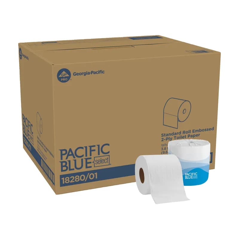 Pacific Blue Select Toilet Paper & Tissue Roll 4X3.8 IN 2PLY White Embossed Standard EPA Indicator 550 Sheets/Roll