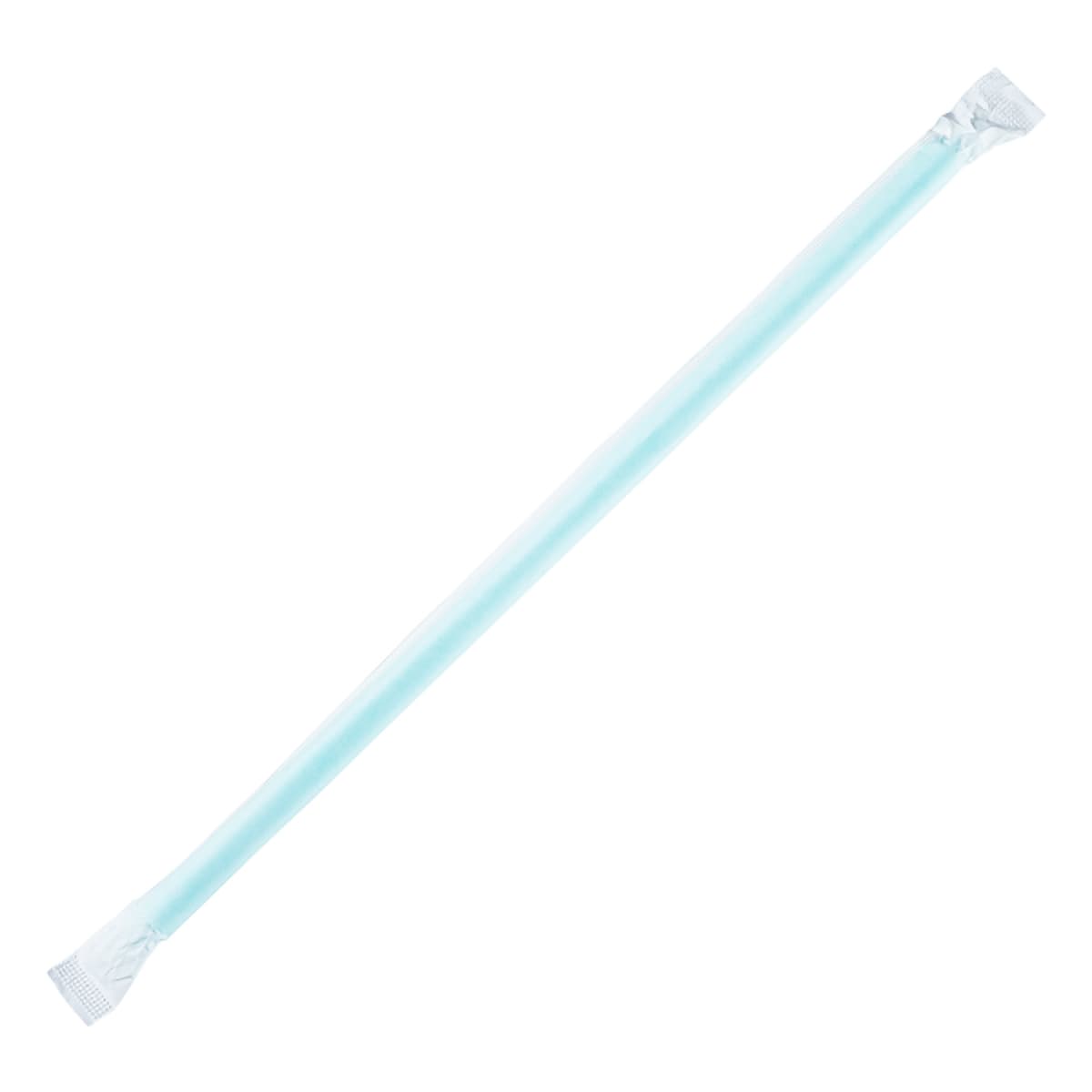 Giant Straw 0.314X9 IN Plastic Teal Paper Wrapped 2500/Case