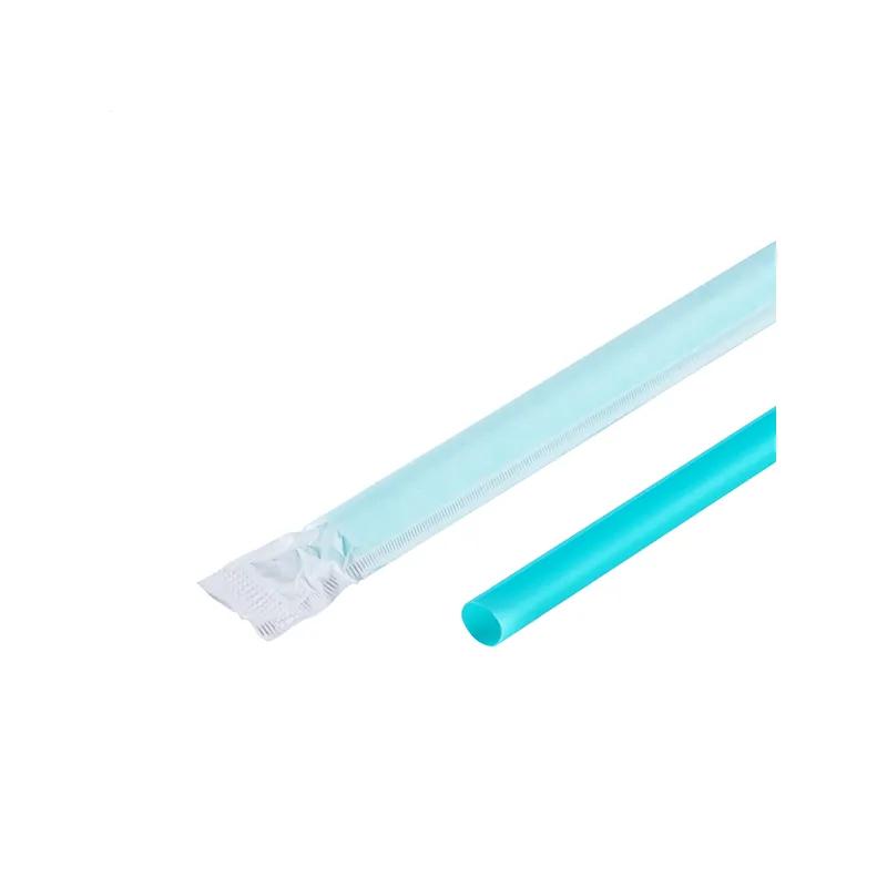 Giant Straw 0.314X9 IN Plastic Teal Paper Wrapped 2500/Case