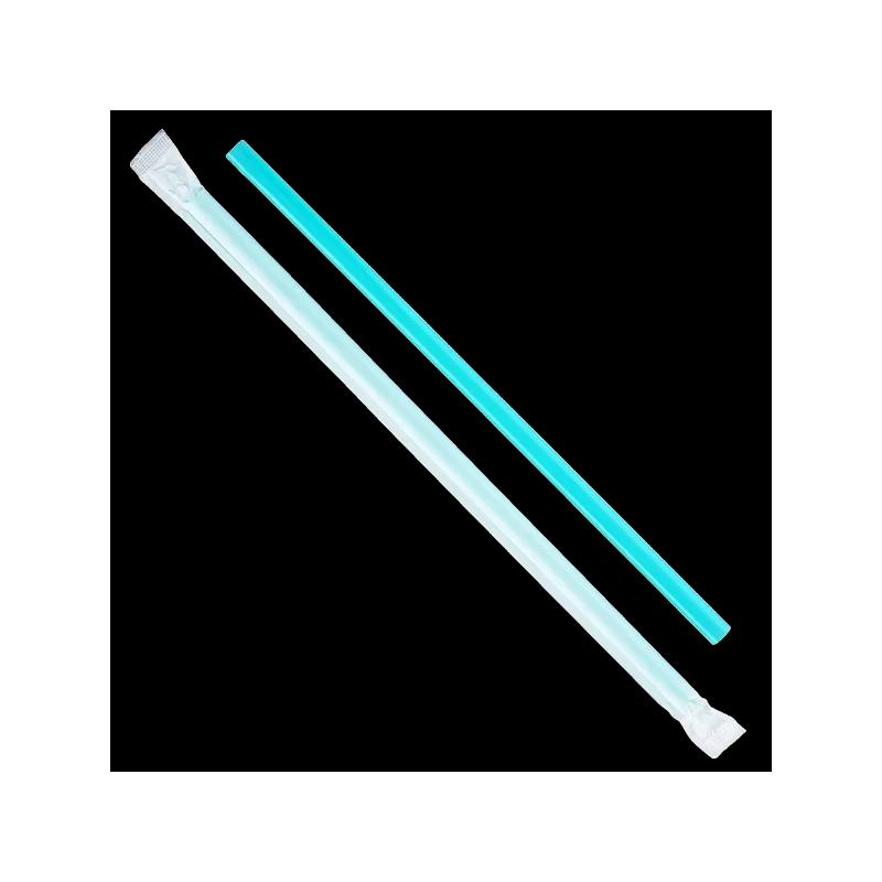 Giant Straw 0.314X9 IN Plastic Teal Paper Wrapped 2500/Case