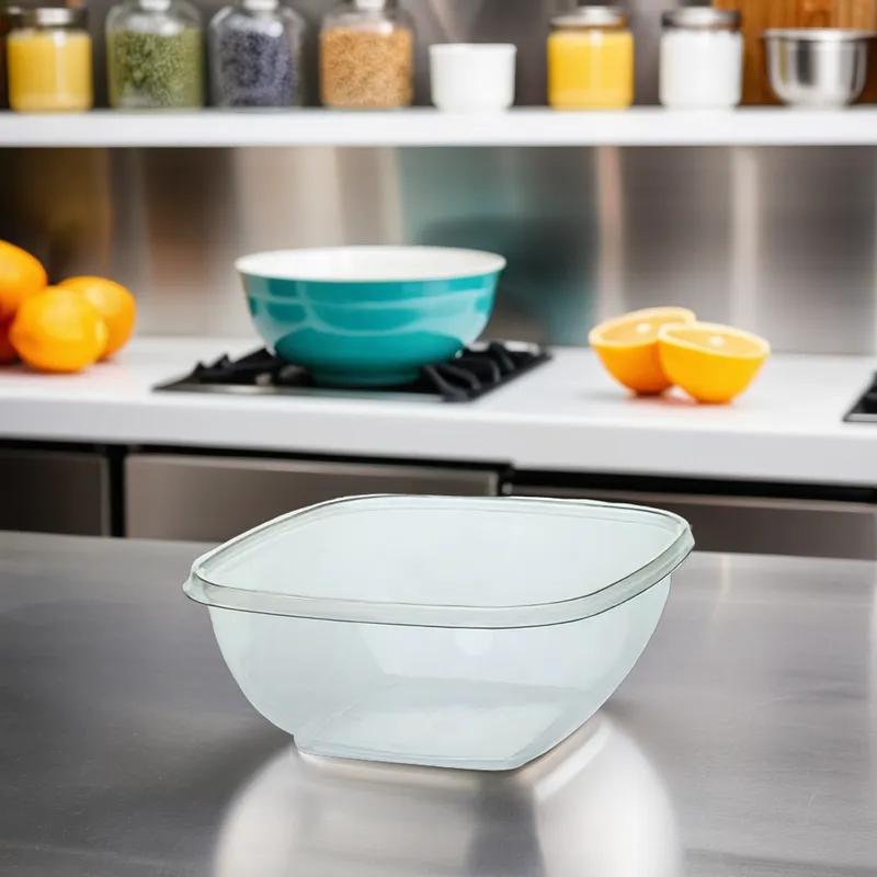 Bowl & Lid Combo Large (LG) 320 OZ PET Clear Square 25/Case