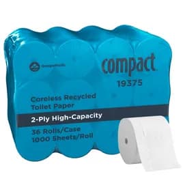 Compact® Toilet Paper & Tissue Roll 4X3.8 IN 2PLY White Coreless 1000 Sheets/Roll 36 Rolls/Case 36000 Sheets/Case