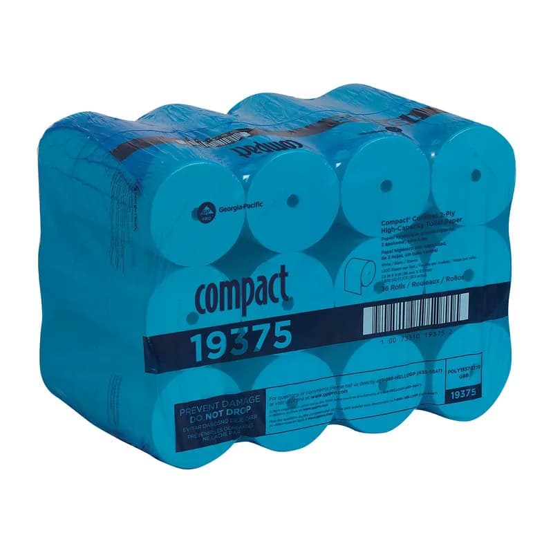 Compact® Toilet Paper & Tissue Roll 4X3.8 IN 2PLY White Coreless 1000 Sheets/Roll 36 Rolls/Case 36000 Sheets/Case