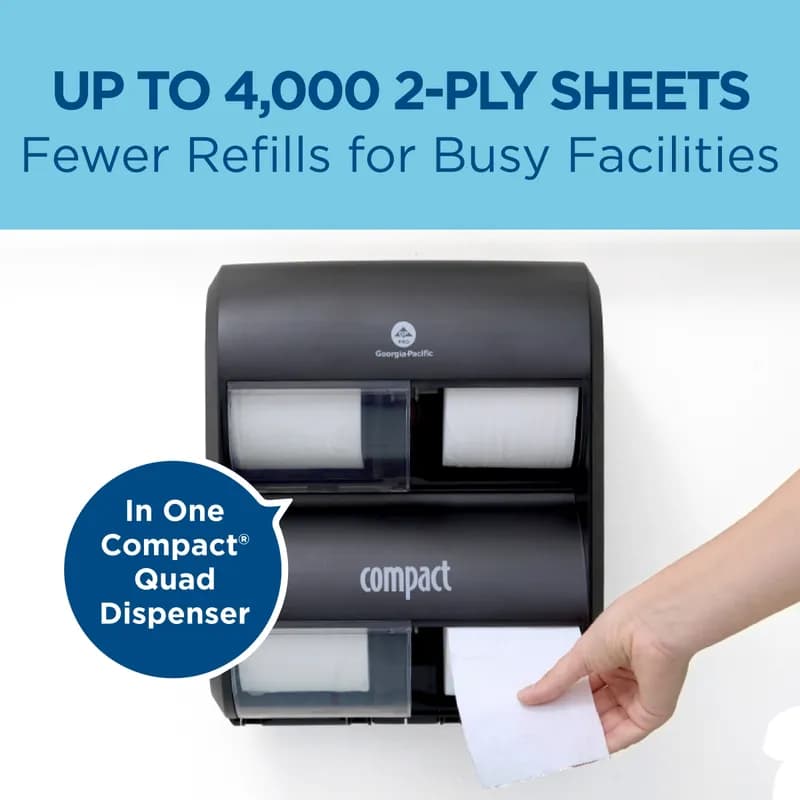 Compact® Toilet Paper & Tissue Roll 4X3.8 IN 2PLY White Coreless 1000 Sheets/Roll 36 Rolls/Case 36000 Sheets/Case