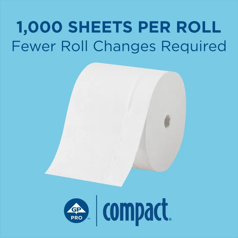 Compact® Toilet Paper & Tissue Roll 4X3.8 IN 2PLY White Coreless 1000 Sheets/Roll 36 Rolls/Case 36000 Sheets/Case