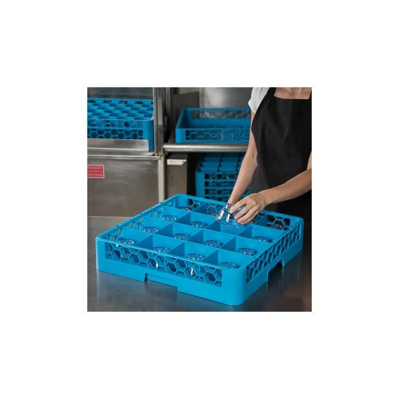 OptiClean™ Glass Rack 19.88X19.88X4 IN 16 Compartment PP Blue Divided Tilt Durable 1/Each
