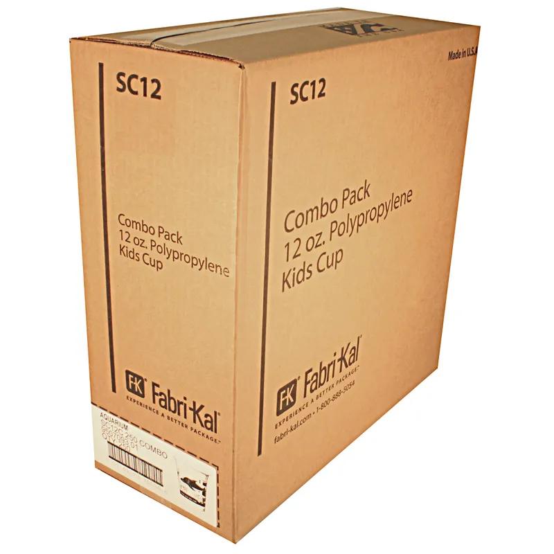 Cold Cup, Lid & Straw Combo Kid With Flat Lid 12 OZ PP Multicolor Recycle Friends With Hole 500/Case