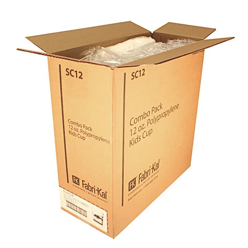 Cold Cup, Lid & Straw Combo Kid With Flat Lid 12 OZ PP Multicolor Recycle Friends With Hole 500/Case