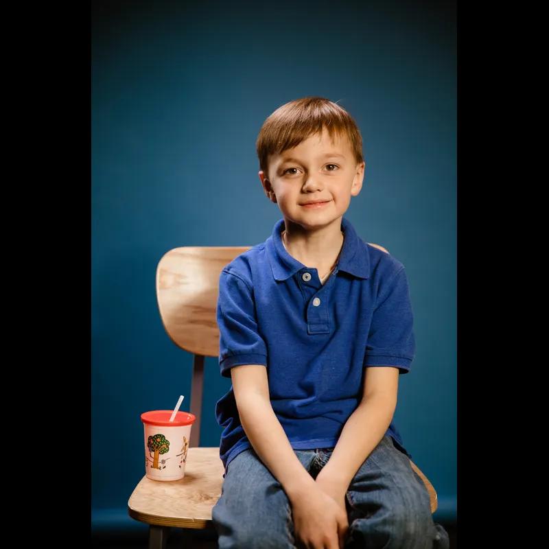 Cold Cup, Lid & Straw Combo Kid With Flat Lid 12 OZ PP Multicolor Recycle Friends With Hole 500/Case