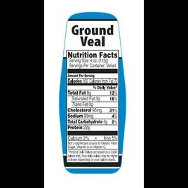 Ground Veal Label Nutritional Facts 500/Roll