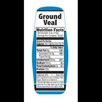 Ground Veal Label Nutritional Facts 500/Roll