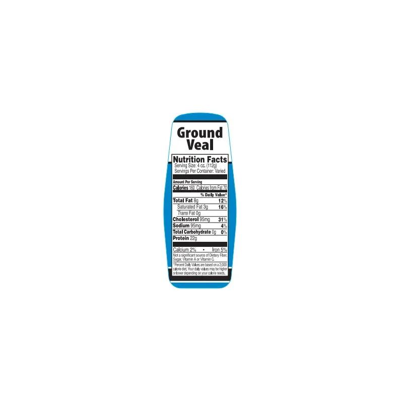 Ground Veal Label Nutritional Facts 500/Roll