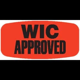 WIC Approved Label Black Fluorescent Red Short Oval Dayglo 1000 Count/Roll 50 Rolls/Case 50000 Count/Case