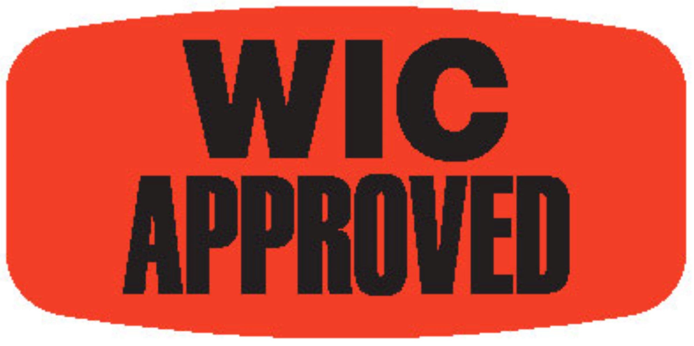 WIC Approved Label Black Fluorescent Red Short Oval Dayglo 1000 Count/Roll 50 Rolls/Case 50000 Count/Case