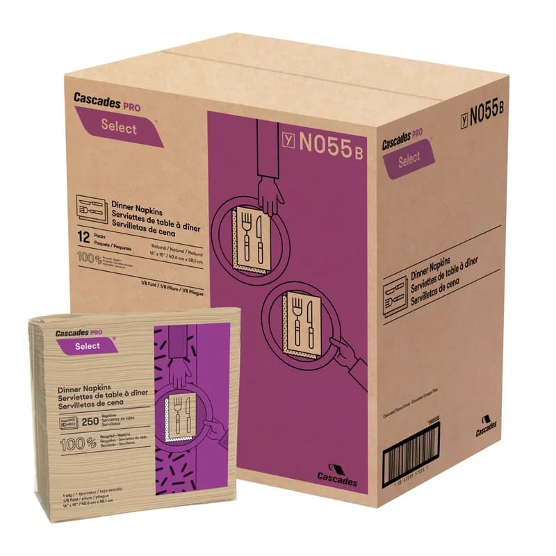 Cascades PRO Select® Dinner Napkins 16X15.5 IN Kraft Paper 1PLY 1/8 Fold 3000/Case