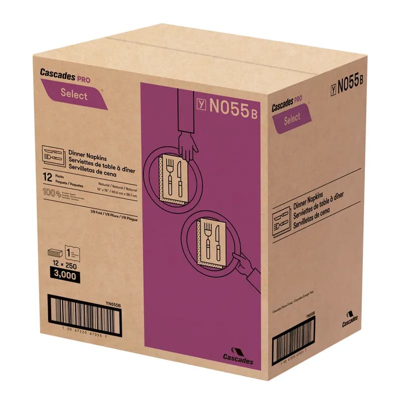 Cascades PRO Select® Dinner Napkins 16X15.5 IN Kraft Paper 1PLY 1/8 Fold 3000/Case
