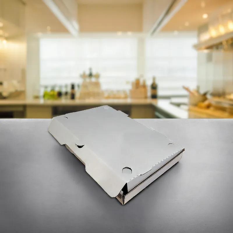 Flat Bread Take-Out Box Tuck-Top 13X8X1.5 IN Paper Kraft White Rectangle Fluted 50/Case