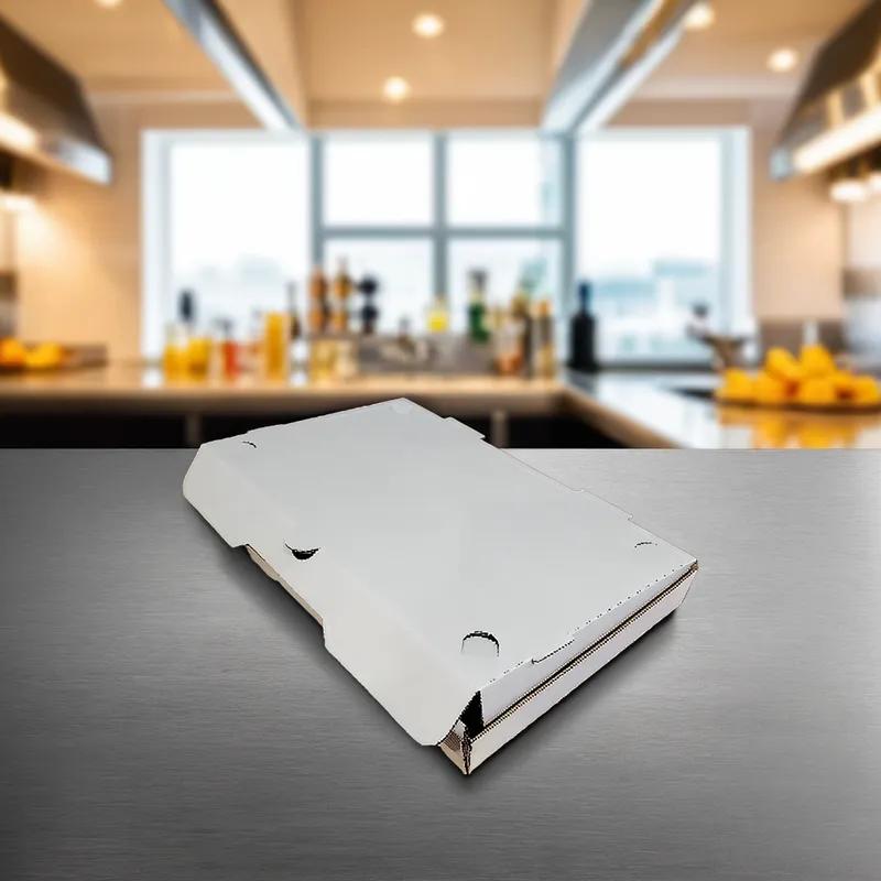 Flat Bread Take-Out Box Tuck-Top 13X8X1.5 IN Paper Kraft White Rectangle Fluted 50/Case