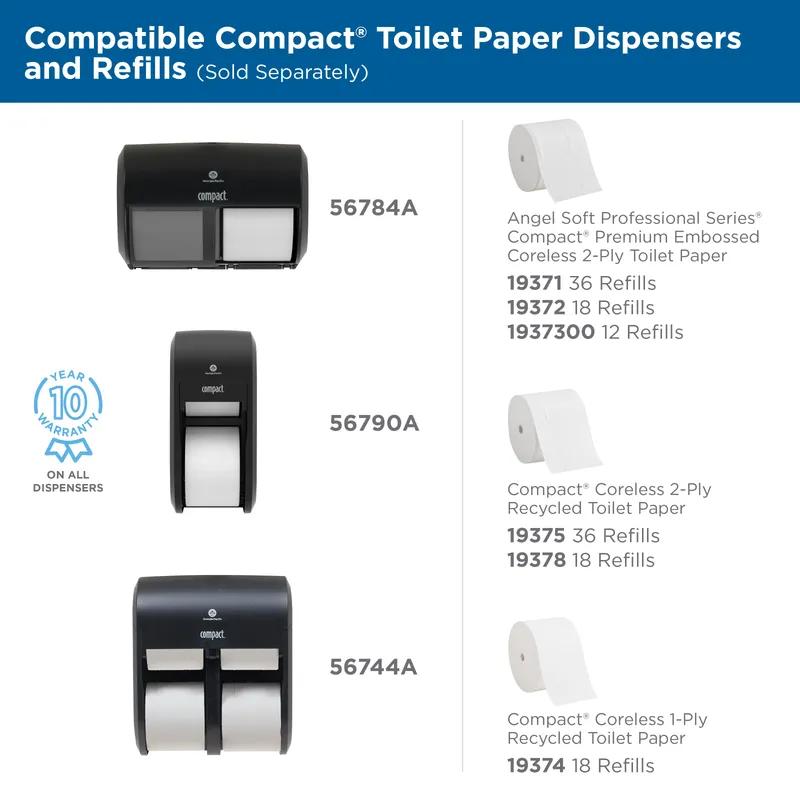Compact® Toilet Paper & Tissue Roll 4X3.8 IN 2PLY White Coreless High Capacity 1500 Sheets/Roll 18 Rolls/Case