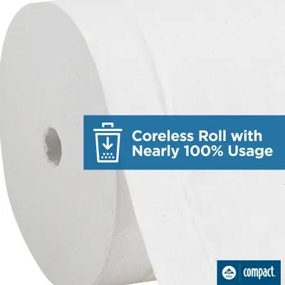 Compact® Toilet Paper & Tissue Roll 4X3.8 IN 2PLY White Coreless High Capacity 1500 Sheets/Roll 18 Rolls/Case